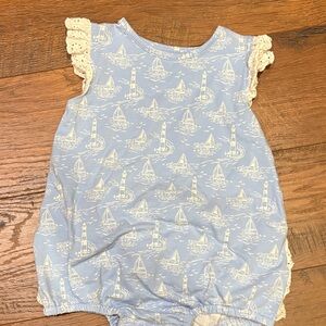 Blue Nautical Baby Romper with Sailboat Print